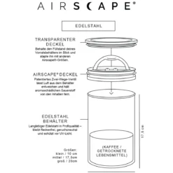 Airscape Kaffeedose 500 g 18 cm silber