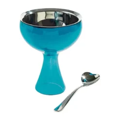 Alessi Eisbecher mit Löffel blau Big Love