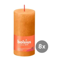 Bolsius 8er Pack Stumpenkerze 100/50 Rustik Shine honigwabengelb 19