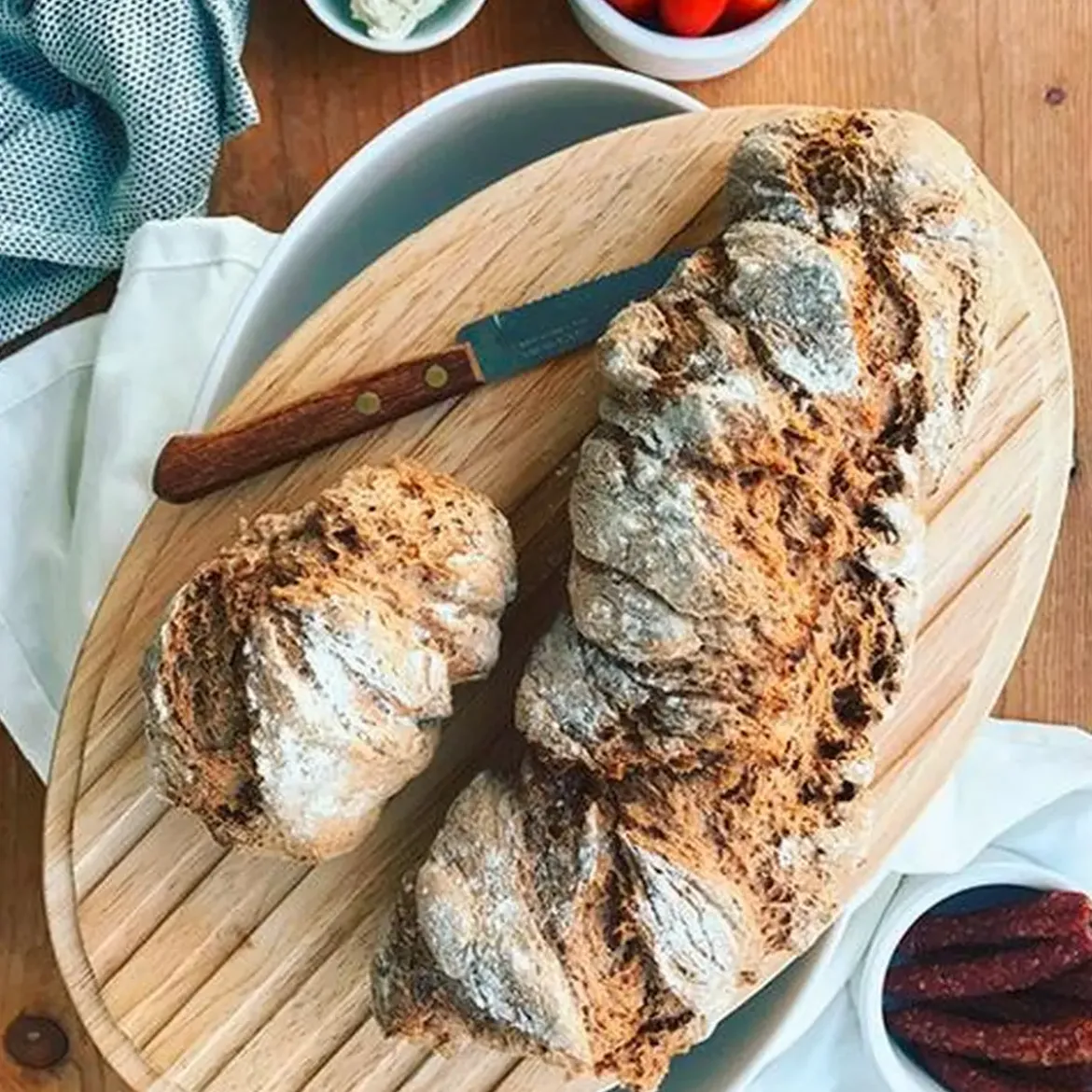 Continenta Brottopf mit Holzdeckel 30x23x13 cm weiß