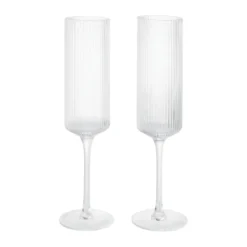 ferm LIVING Champagnerflöte 2er-Set Ripple klar