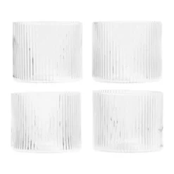ferm LIVING Glas 4er-Set Ripple klar