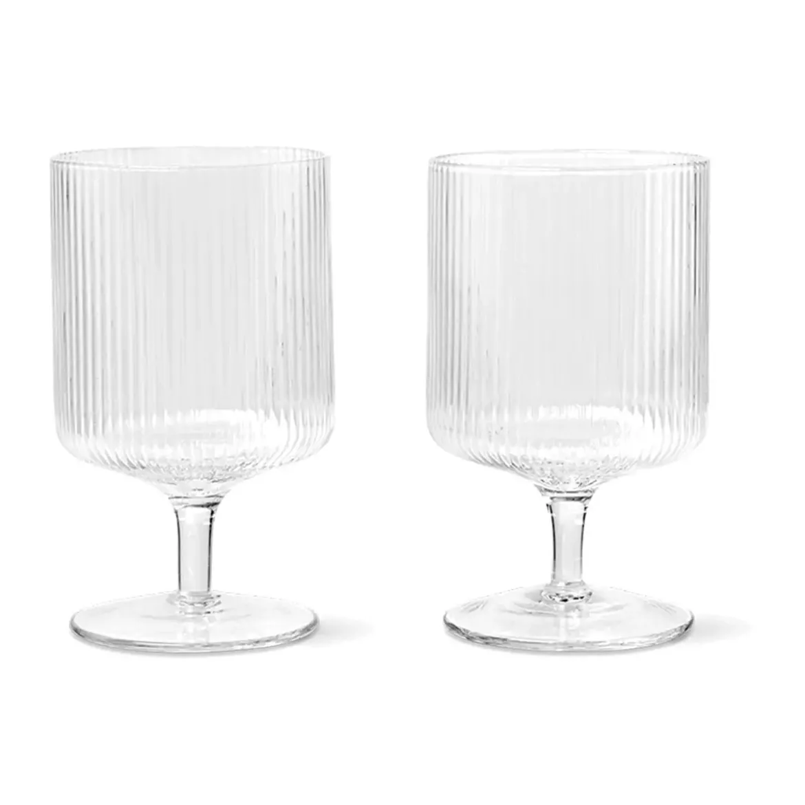 ferm LIVING Weingläser 2er-Set Ripple klar