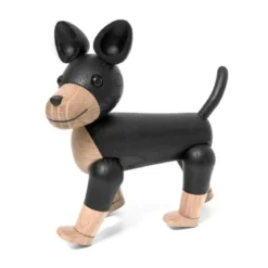 Novoform Charlie the dog Holzfigur natural and black oak
