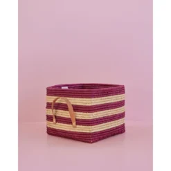 Rice Raffia Aufbewahrungskorb 30 cm Aubergine