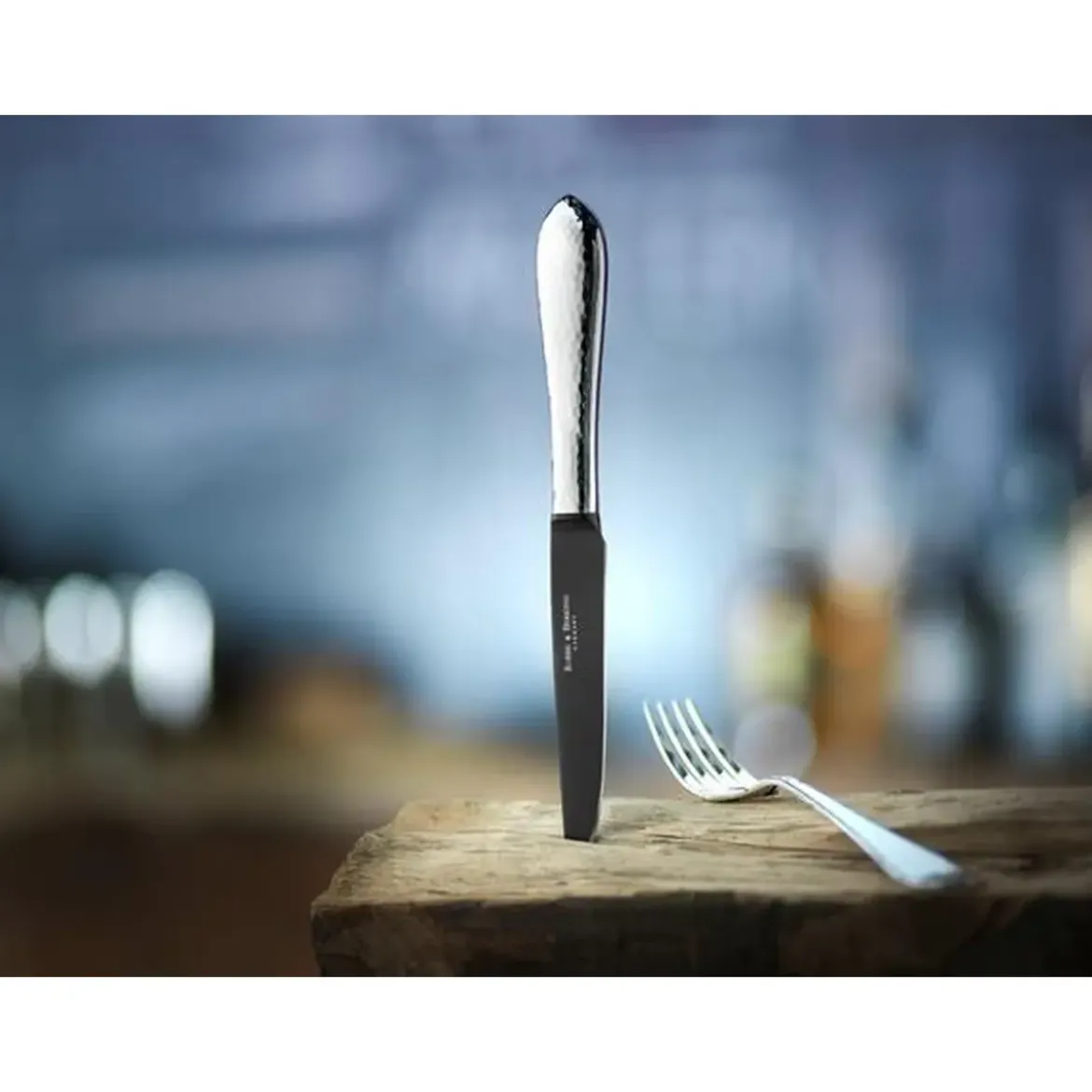 Robbe & Berking Steakmesser 23 cm Martelé Frozen Black 150 g versilbert