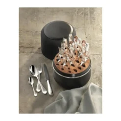 Robbe & Berking The Box - Martele 925 Sterlingsilber inkl. 24-tlg Besteckset Frozen Black