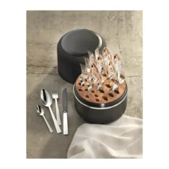 Robbe & Berking The Box - Riva 925 Sterlingsilber inkl. 24-tlg Besteckset Frozen Black