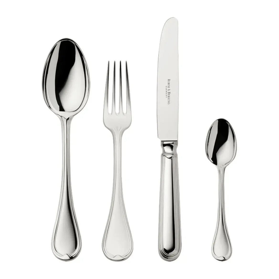 Robbe & Berking 4 tlg. Garnitur Menügröße Classic Faden 150 g versilbert
