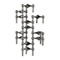 Stoff Nagel Kerzenständer 3er-Set schwarz chrom