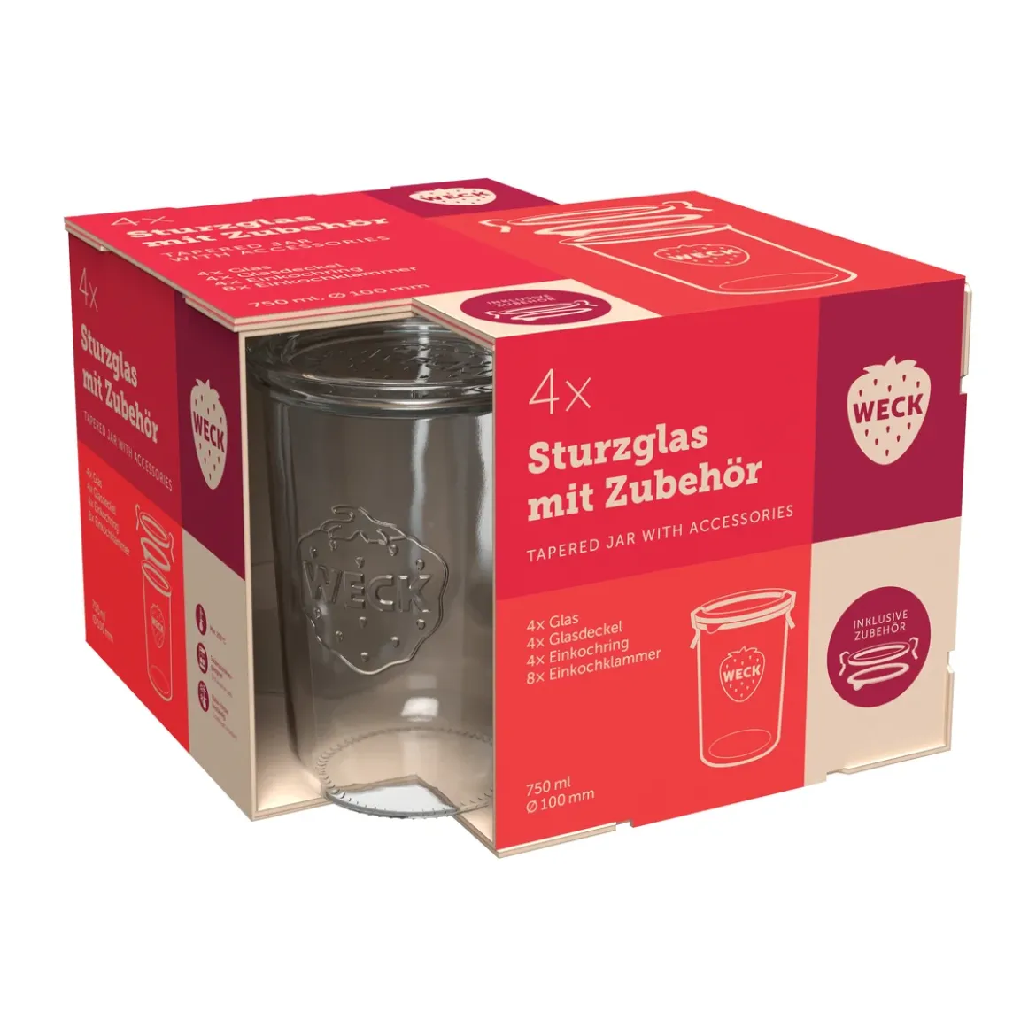 Weck Sturzglas RR100 0,85 l 4er-Set